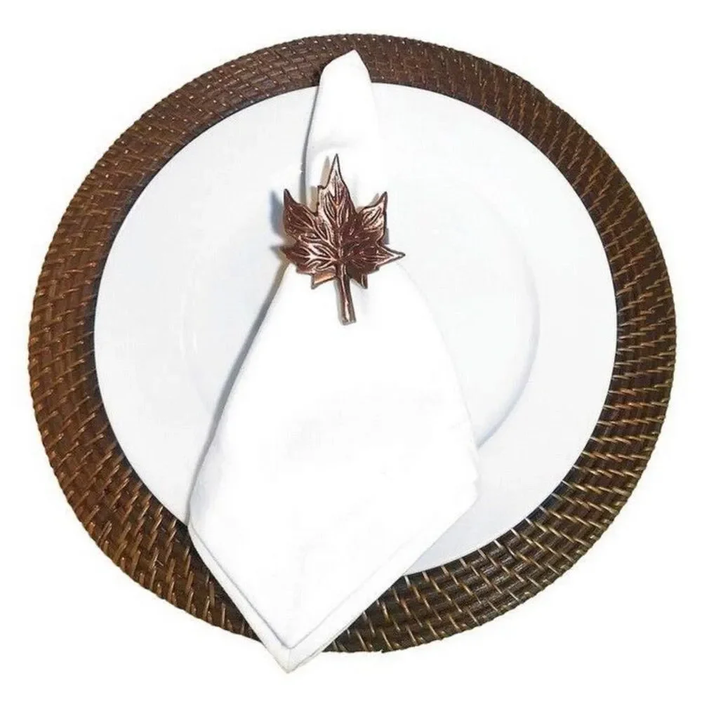 Thanksgiving Napkin Rings Fall Foliage Leaf in Copper Leaves Autumn Set of 4